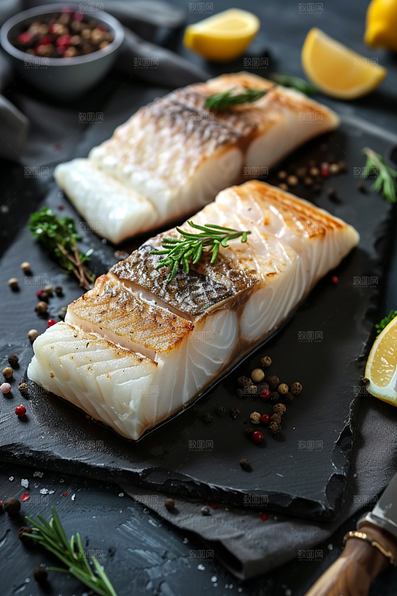 鳕鱼水产美食摄影图