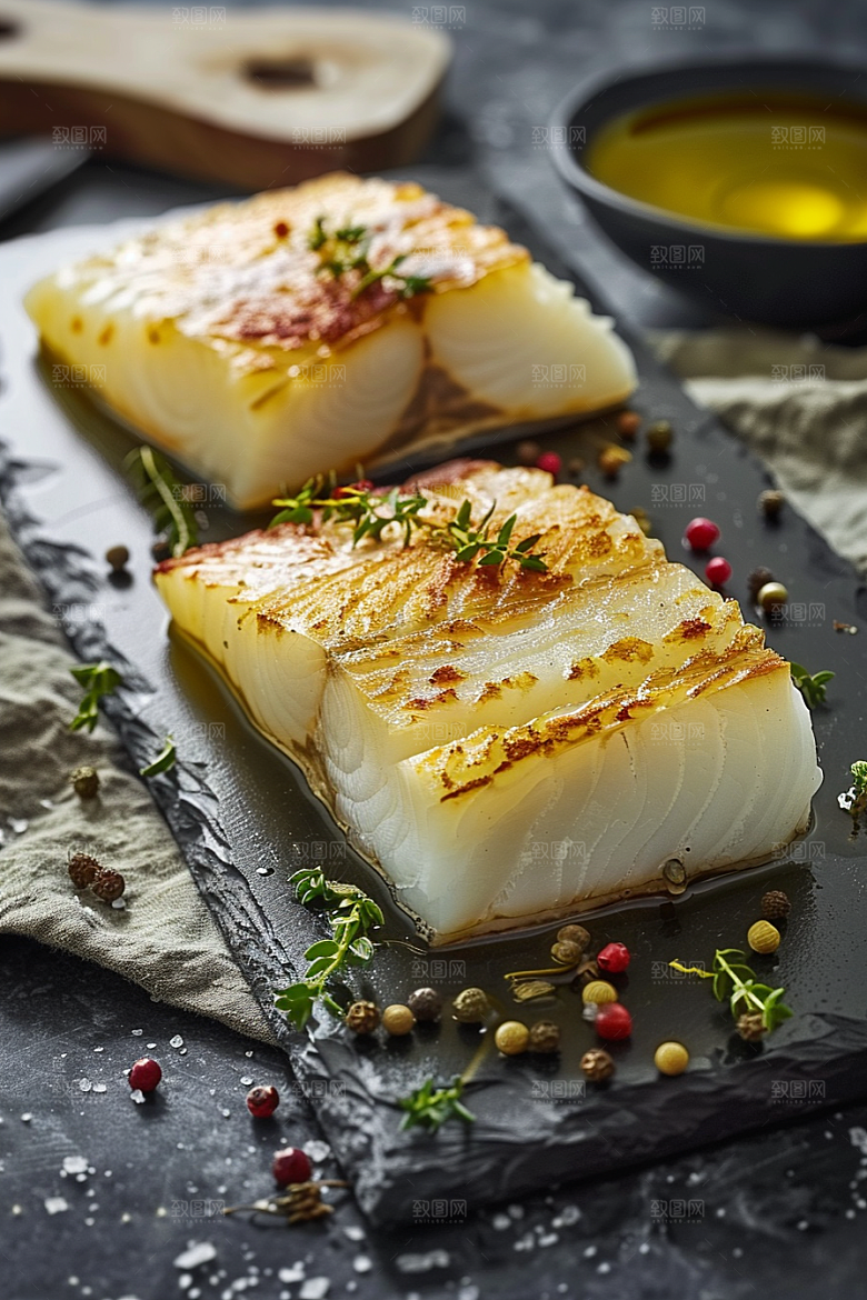 鳕鱼海鲜美食摄影图