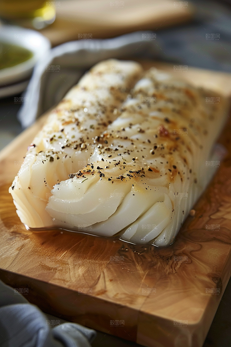 鳕鱼冰鲜食材摄影图