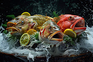 鳕鱼海鱼食材摄影图