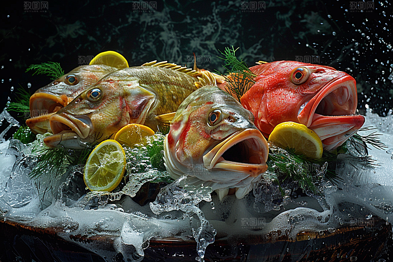 鳕鱼海鱼食材摄影图