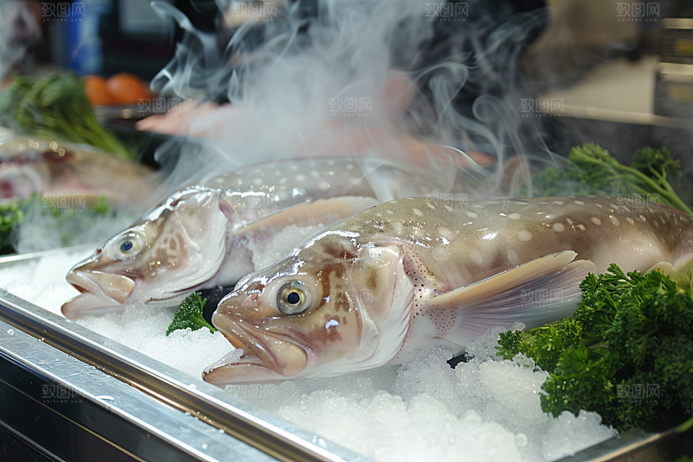 鳕鱼肉质细腻海鱼摄影图