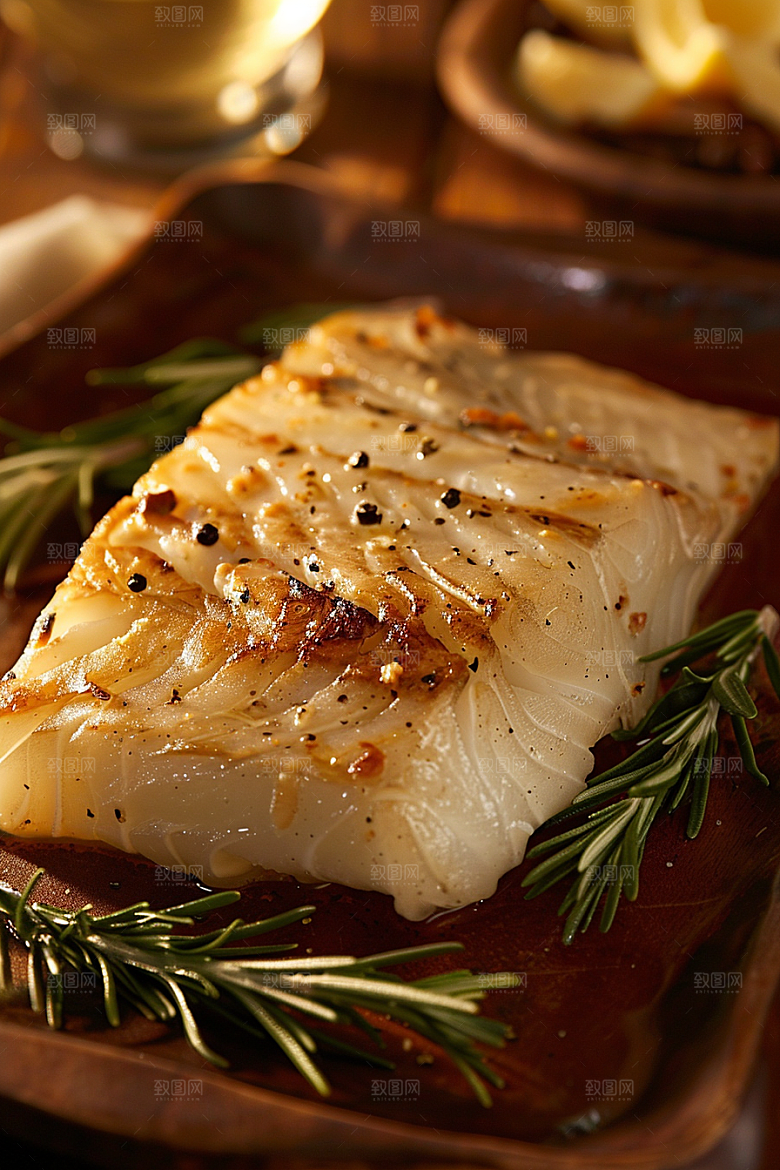 鳕鱼肉质细腻海鲜摄影图
