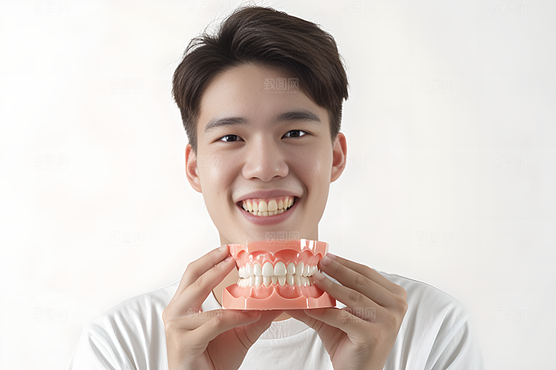 牙科广告人物假牙模型看牙医摄影图