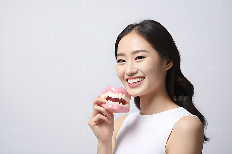牙科广告人物牙病防治科普摄影图