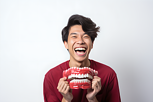 牙科广告人物笑容科普摄影图