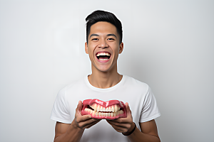 牙科广告人物笑容科普摄影图