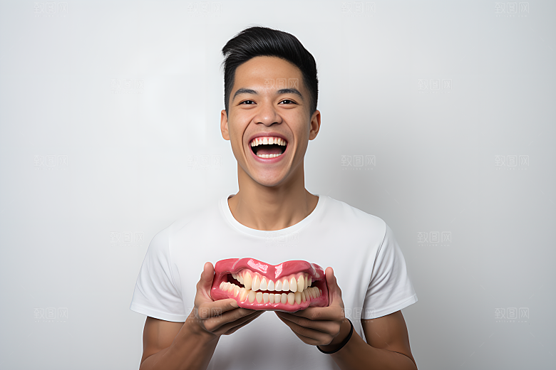 牙科广告人物笑容科普摄影图