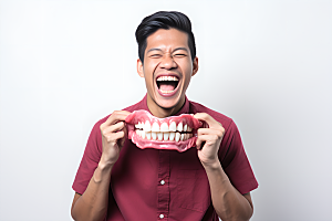 牙科广告人物口腔医院牙病防治摄影图