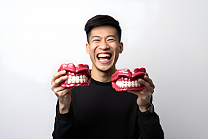 牙科广告人物科普牙病防治摄影图