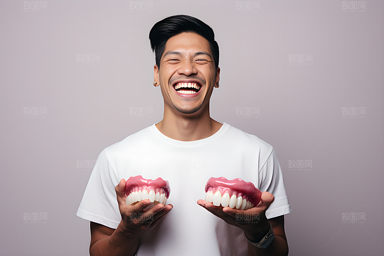 牙科广告人物科普牙病防治摄影图