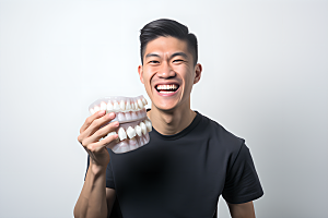 牙科广告人物牙病防治科普摄影图