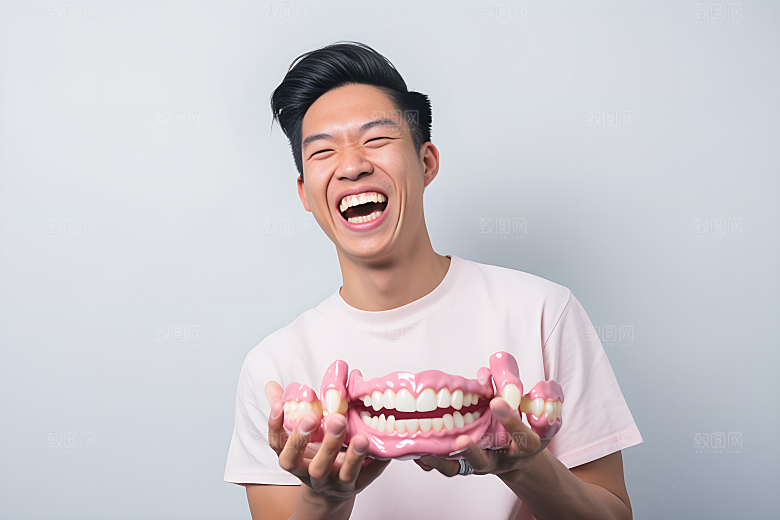 牙科广告人物科普牙病防治摄影图