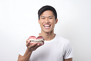 牙科广告人物科普牙病防治摄影图