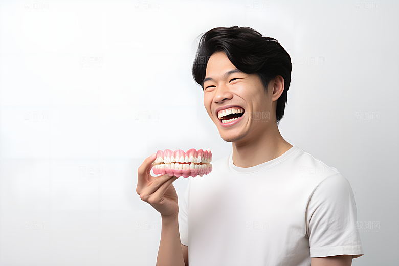 牙科广告人物假牙模型看牙医摄影图