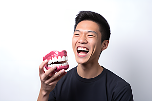 牙科广告人物笑容牙科诊所摄影图