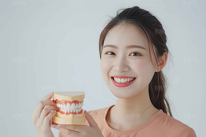 牙科广告人物笑容牙病防治摄影图