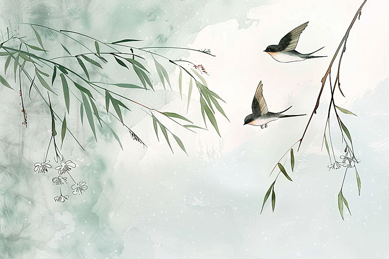 燕子手绘高清插画