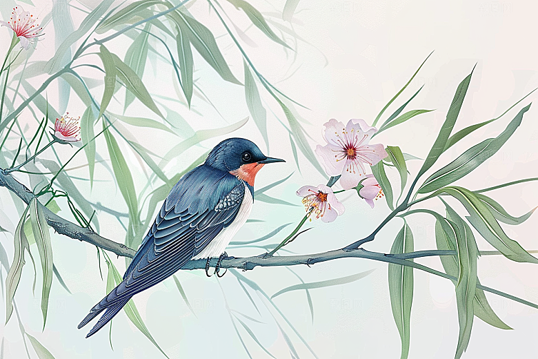 燕子春天清明插画
