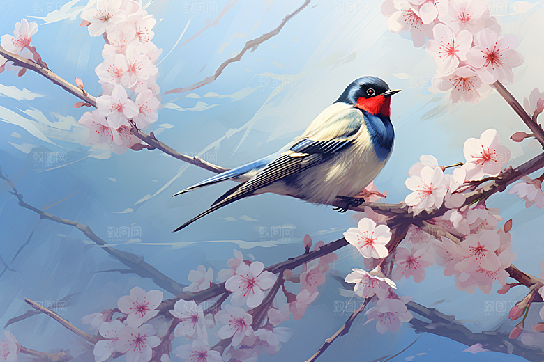 燕子清明清新插画