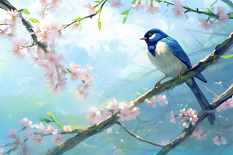 燕子中国风手绘插画