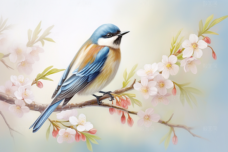 燕子春季中式插画