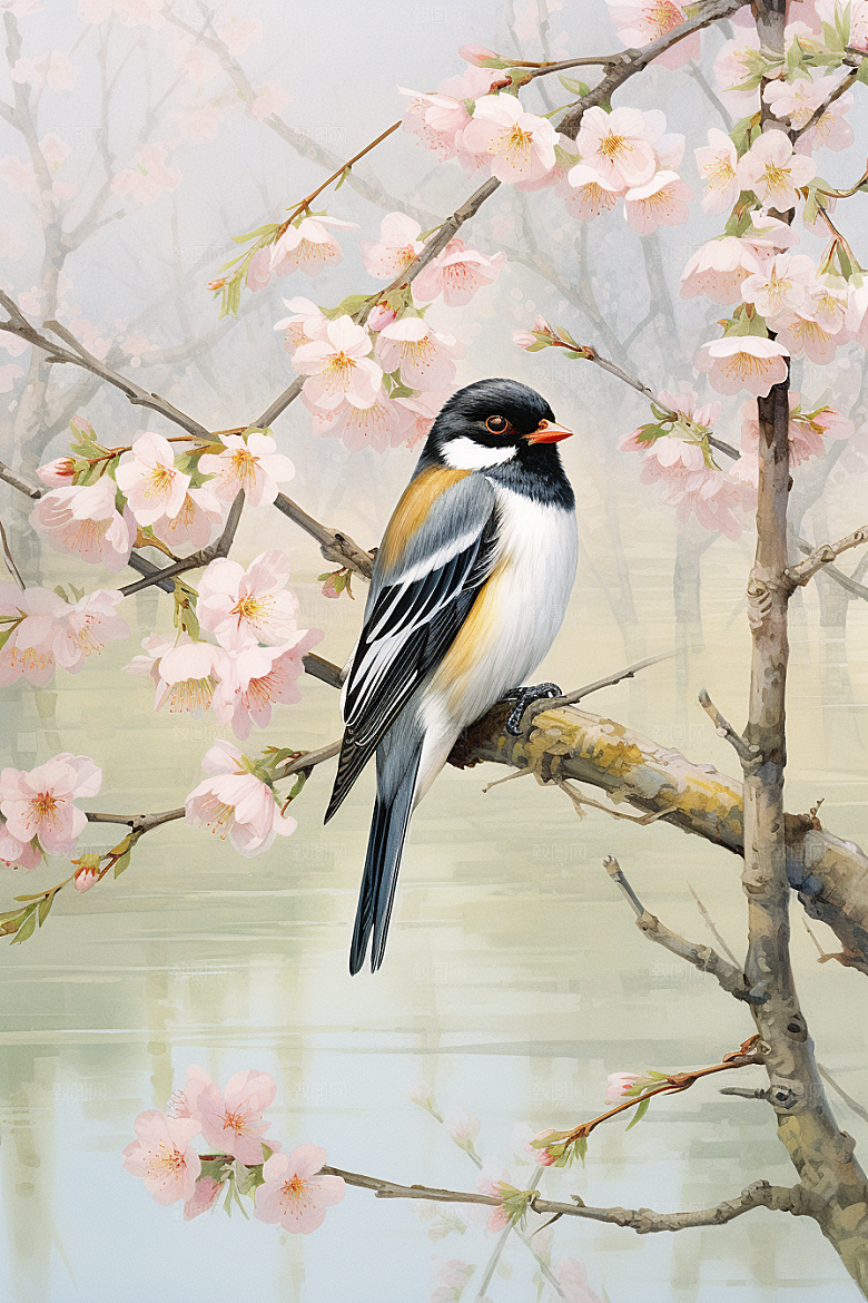 燕子中式清新插画