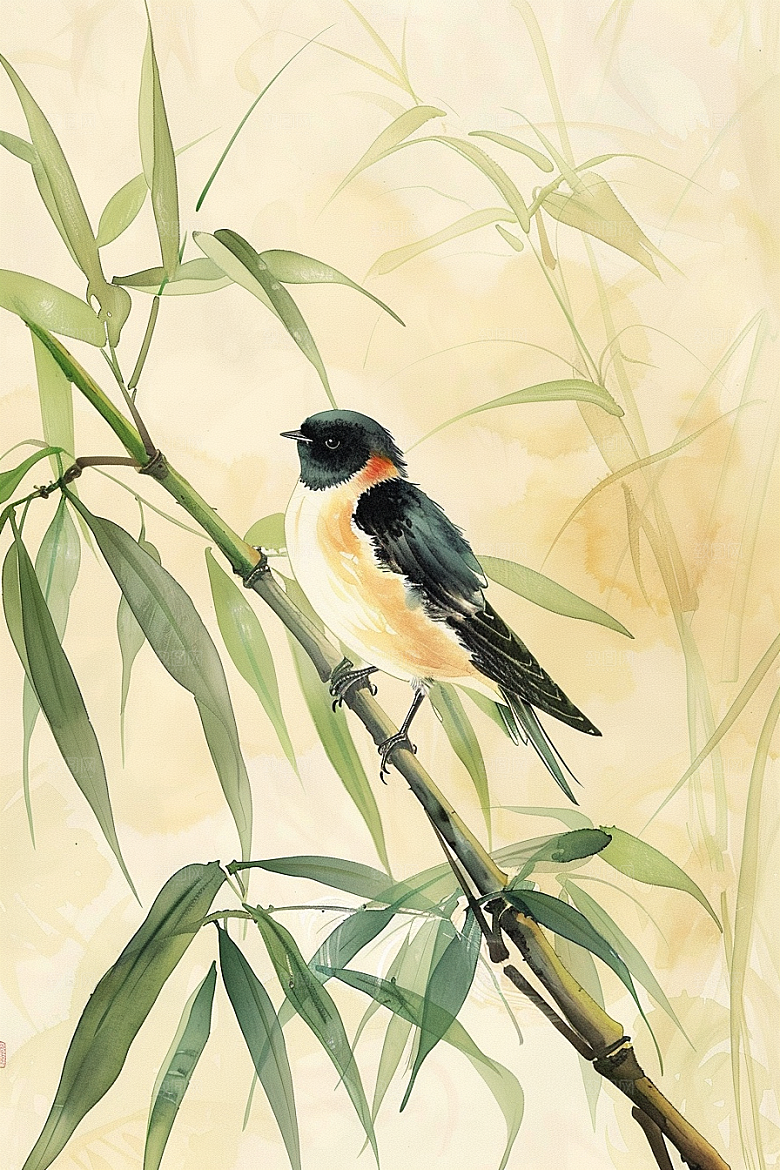 燕子春天手绘插画