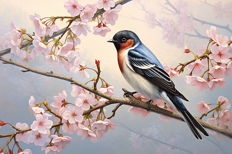 燕子中国风春季插画