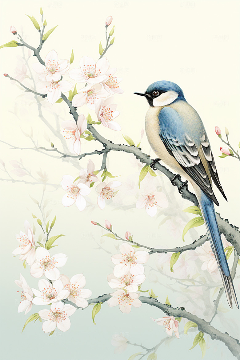 燕子春天笔墨插画