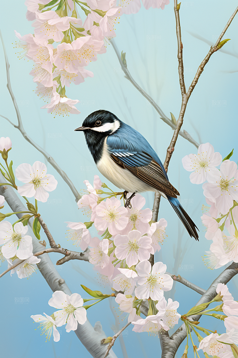 燕子中式春天插画