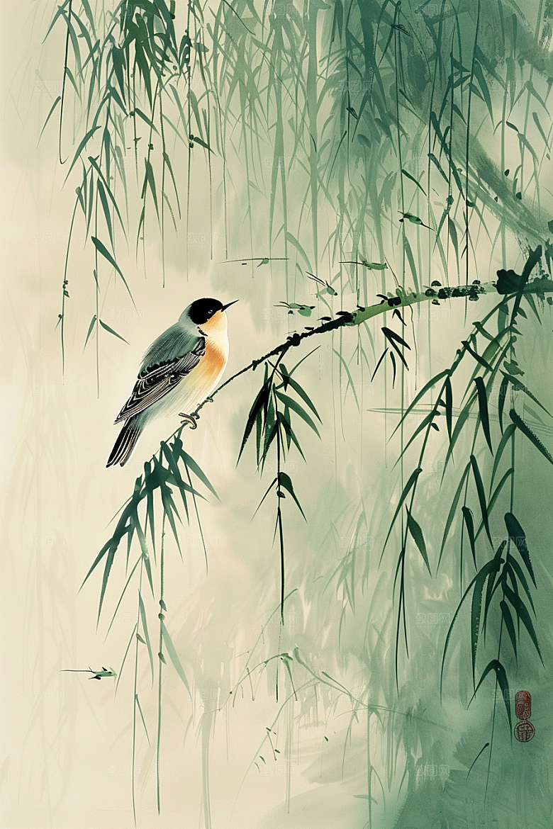 燕子清新谷雨插画