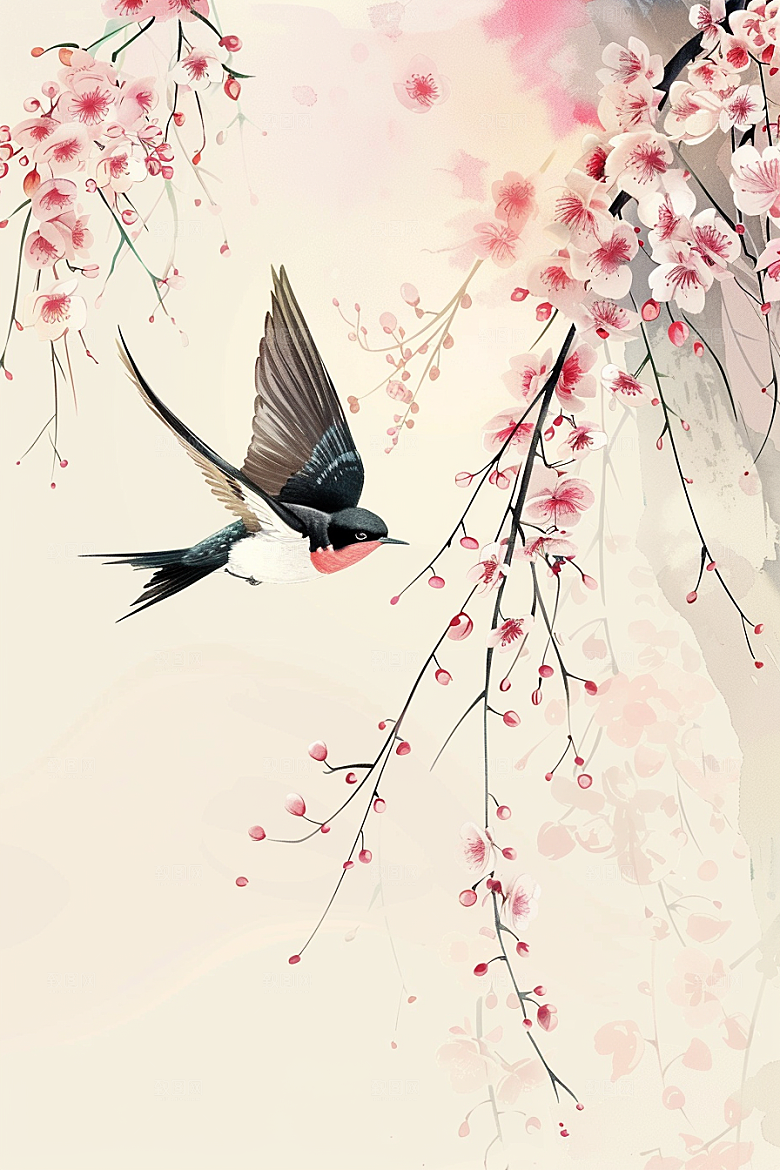 燕子春季清明插画