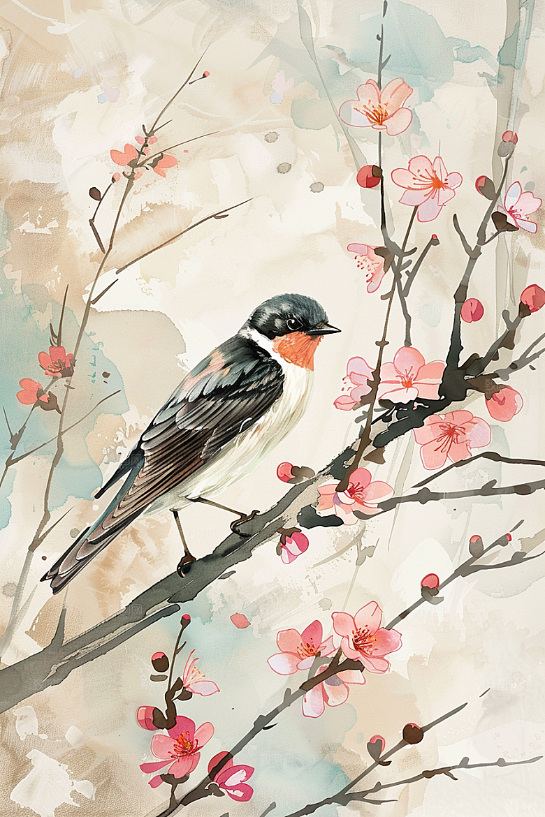 燕子谷雨清明插画