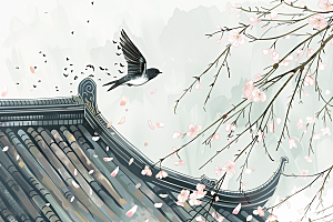 燕子春季谷雨插画