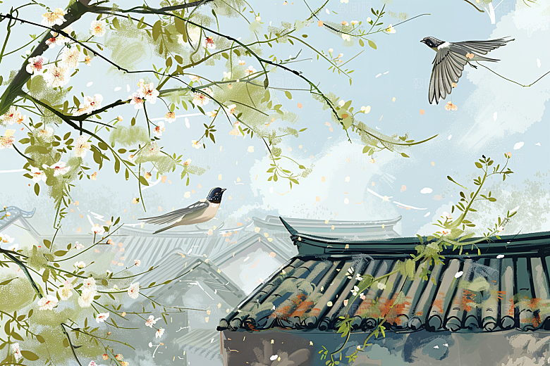 燕子高清清明插画