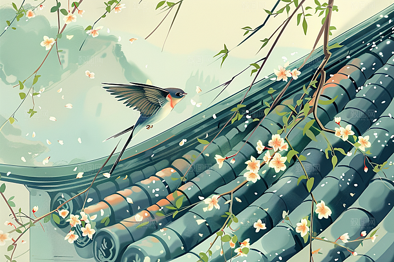 燕子中式笔墨插画
