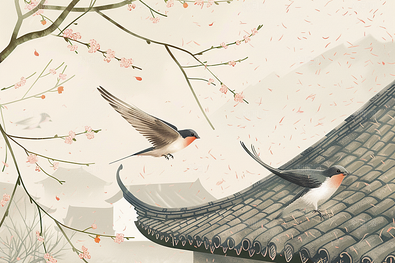 燕子清明春天插画