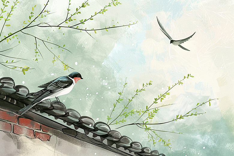 燕子高清传统插画