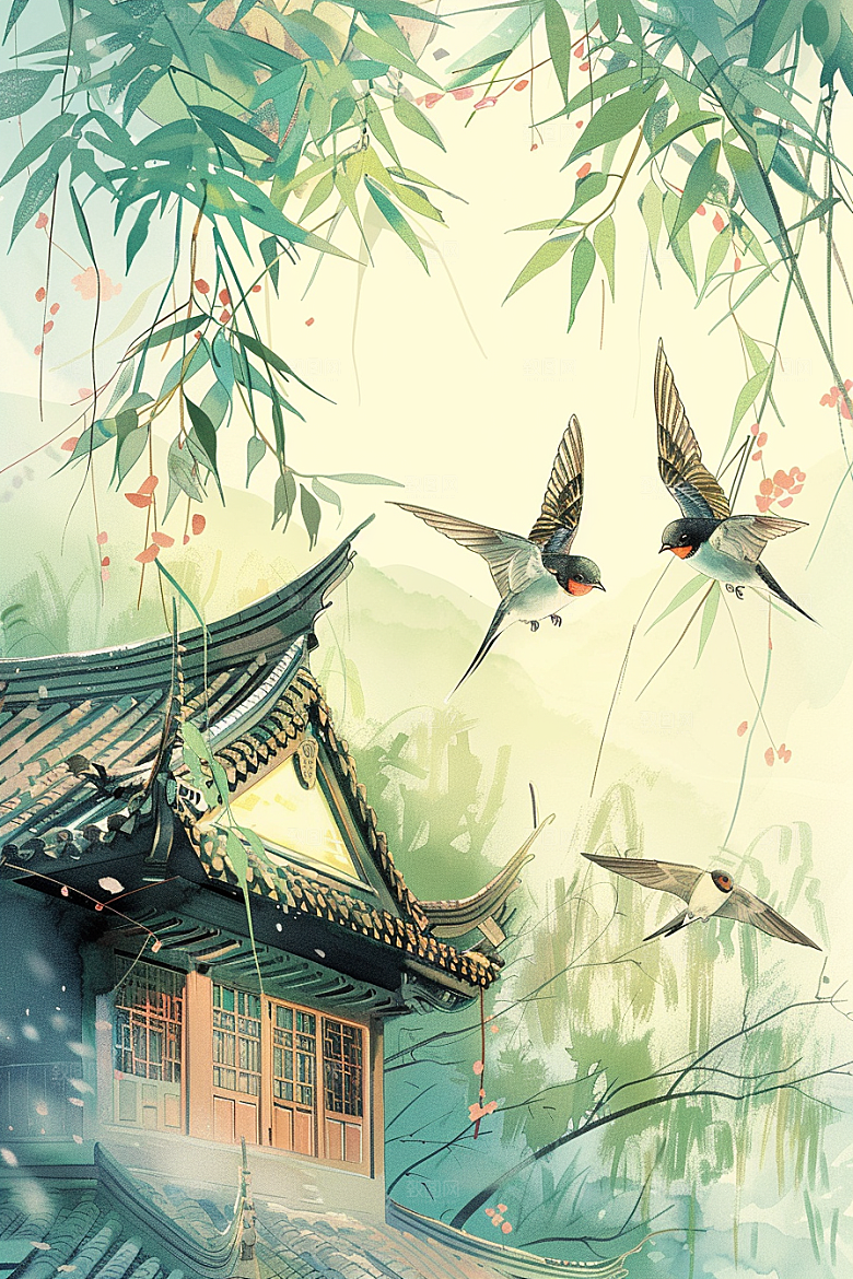 燕子春天春季插画