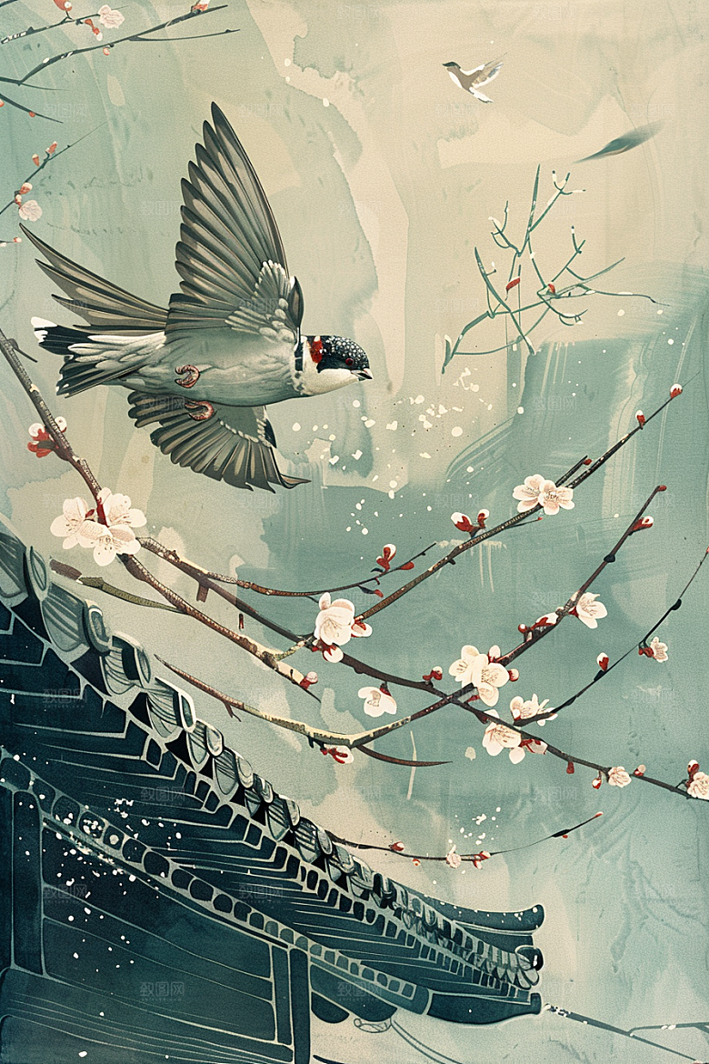 燕子春天高清插画