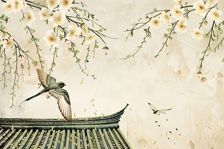 燕子国画传统插画