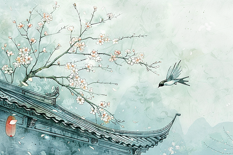 燕子清新传统插画