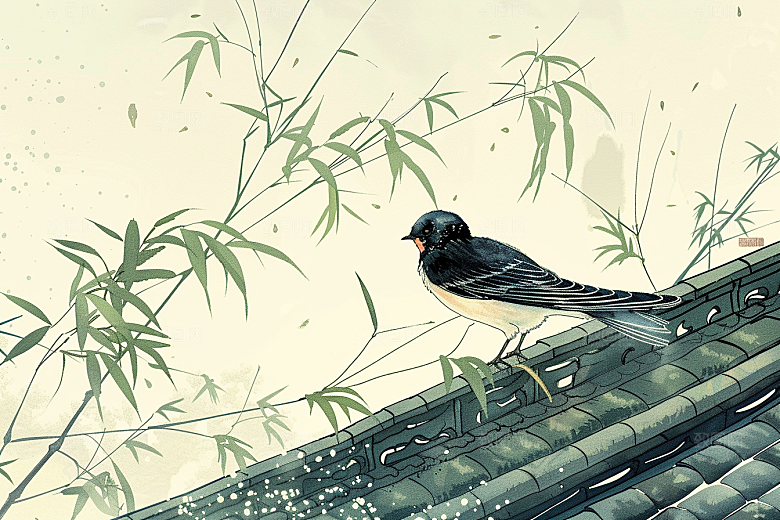 燕子春季谷雨插画