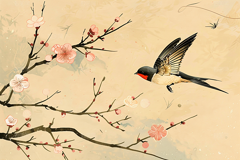 燕子清新春季插画