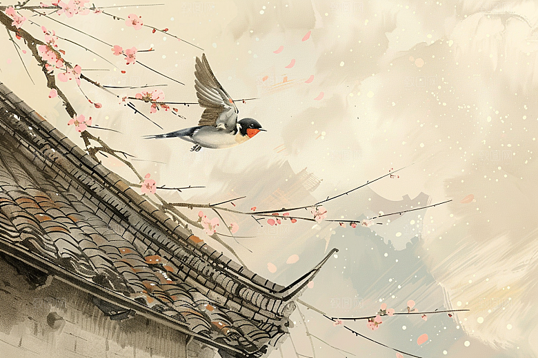 燕子清明春季插画