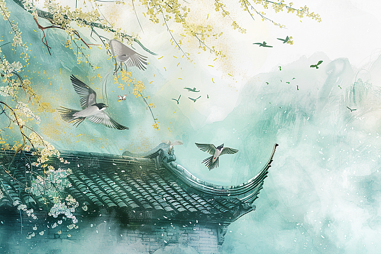 燕子清明清新插画