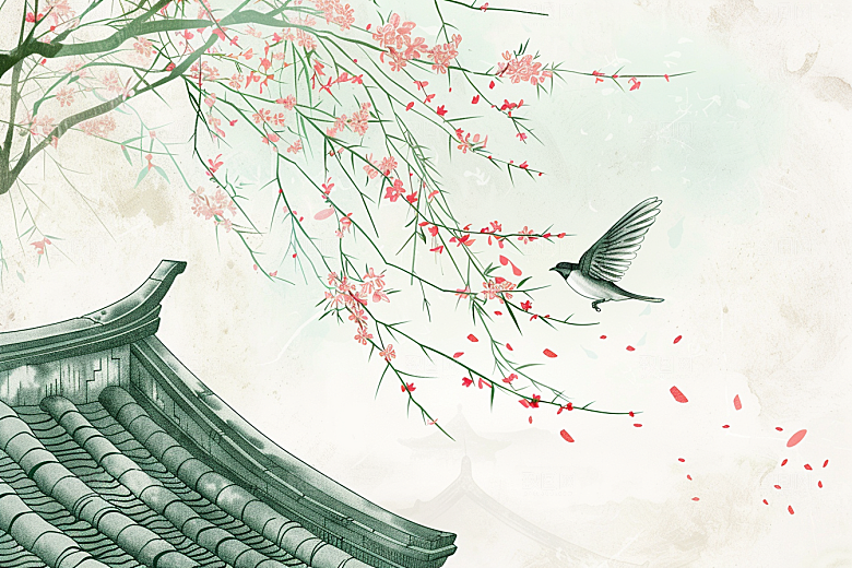 燕子水墨画国画插画