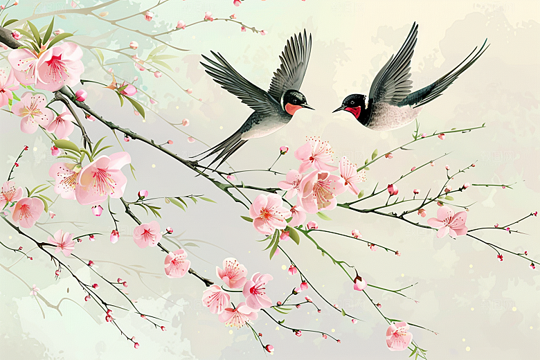 燕子传统清新插画