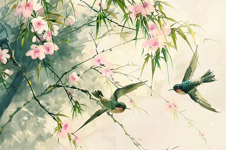 燕子高清中国风插画
